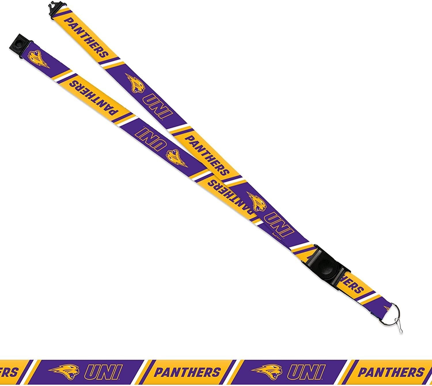 University of Northern Iowa Panthers Lanyard Keychain Double Sided Breakaway Safety Design Adult by Fielders Choice