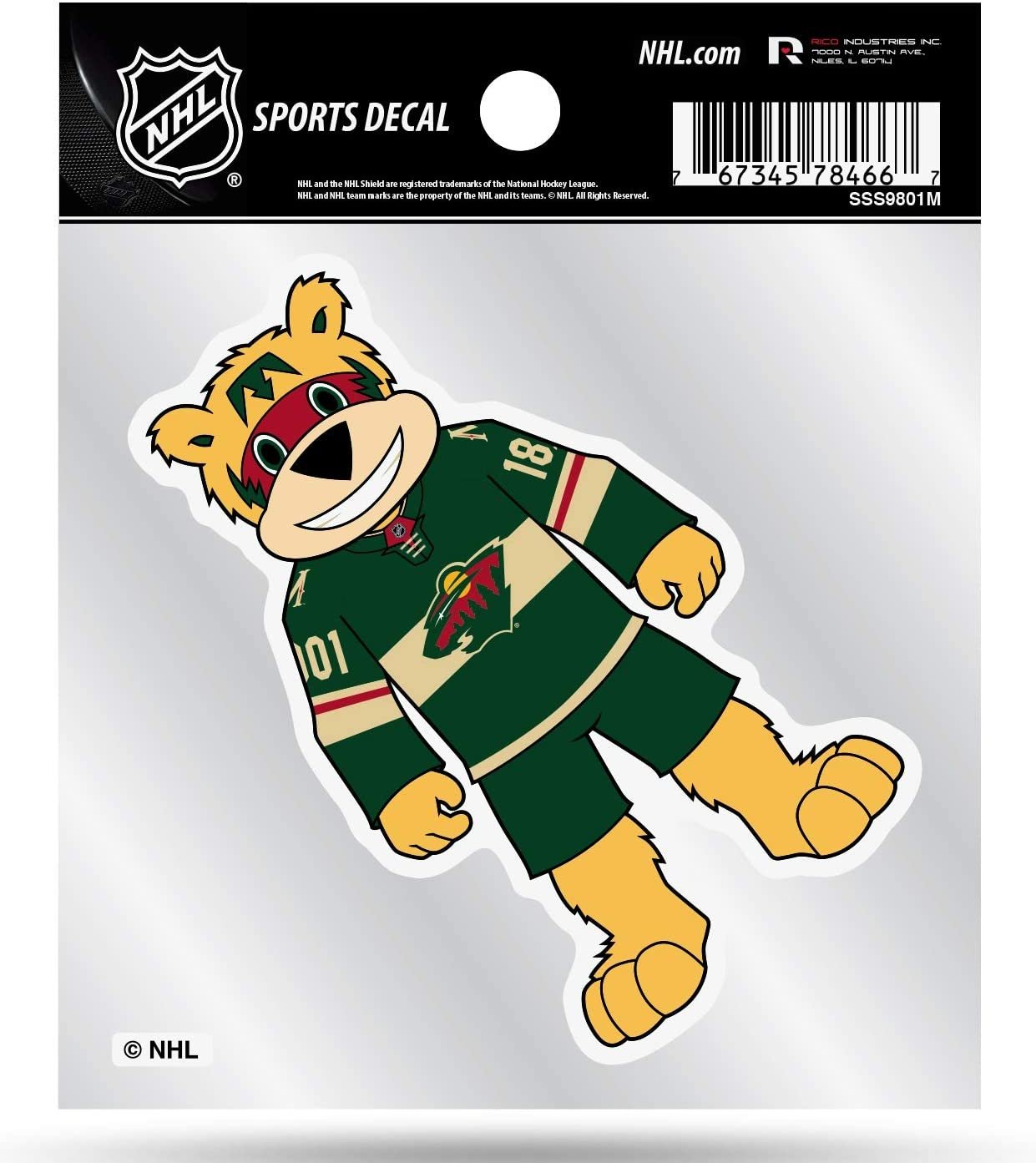 Minnesota Wild 4x4 Decal Sticker Mascot Logo Premium with Clear Backing Flat Vinyl Auto Home Hockey by Fielders Choice