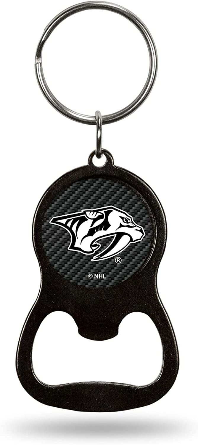 Nashville Predators Keychain Bottle Opener Carbon Fiber Design Metal Hockey by Fielders Choice