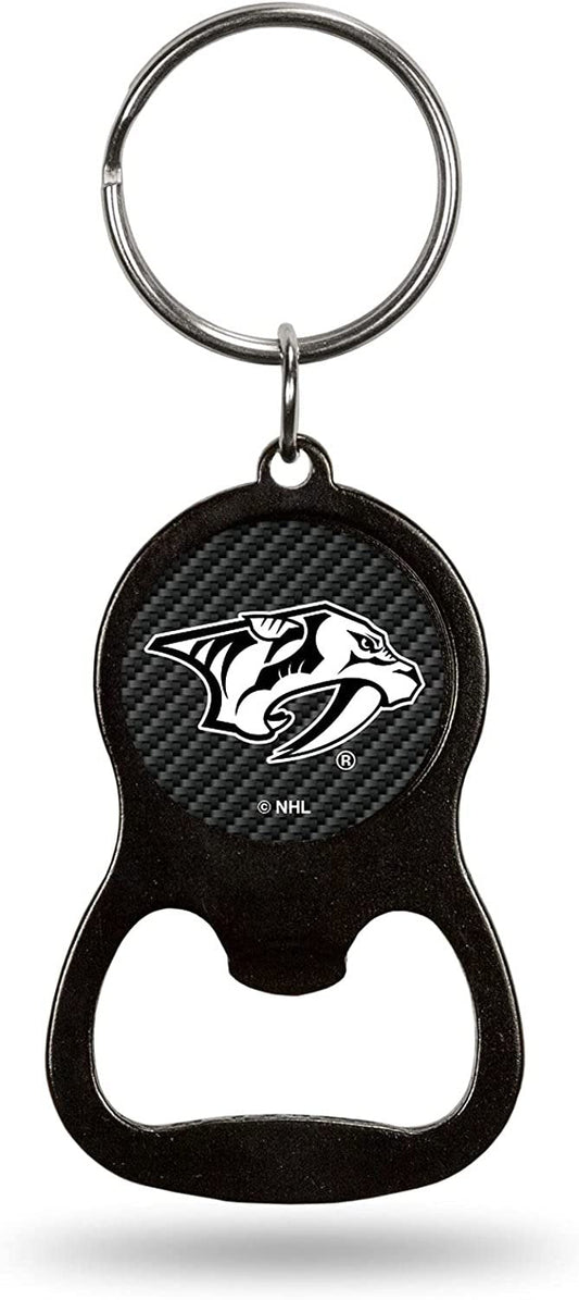 Nashville Predators Keychain Bottle Opener Carbon Fiber Design Metal Hockey by Fielders Choice