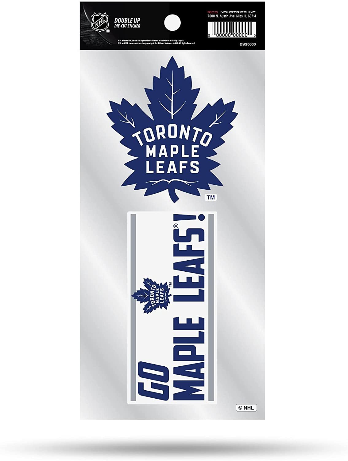 Toronto Maple Leafs 2-Piece Double Up Die Cut Sticker Decal Sheet, 4x8 Inch by Fielders Choice