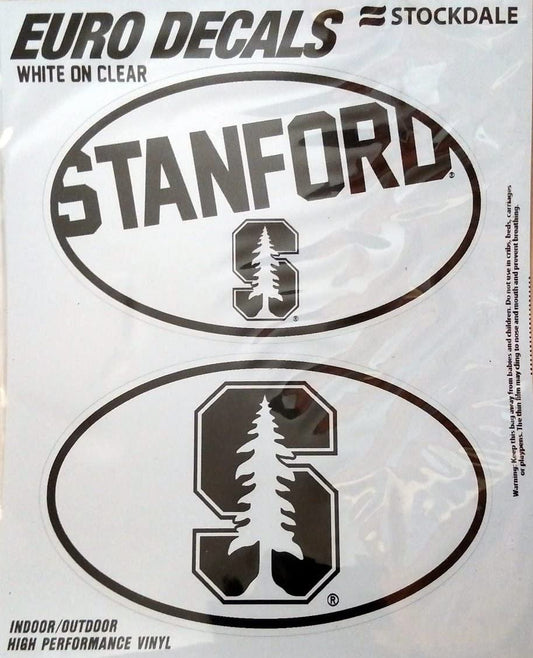 Stanford University Cardinal 2-Piece White and Clear Euro Decal Sticker Set, 4x2.5 Inch Each by Fielders Choice