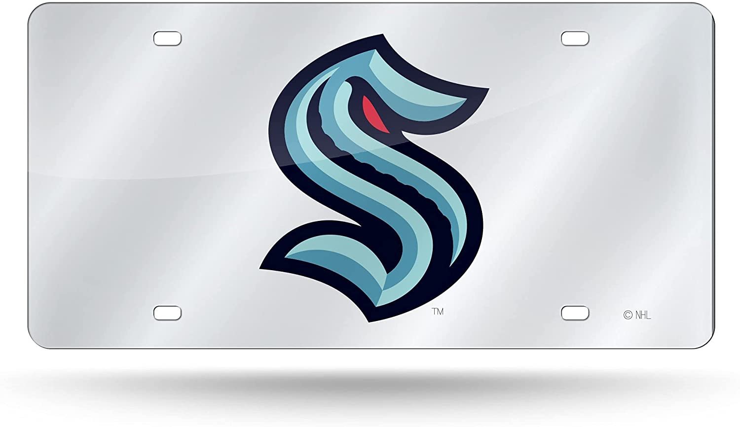 Seattle Kraken Premium Laser Cut Tag License Plate, Mirrored Acrylic Inlaid, 12x6 Inch by Fielders Choice
