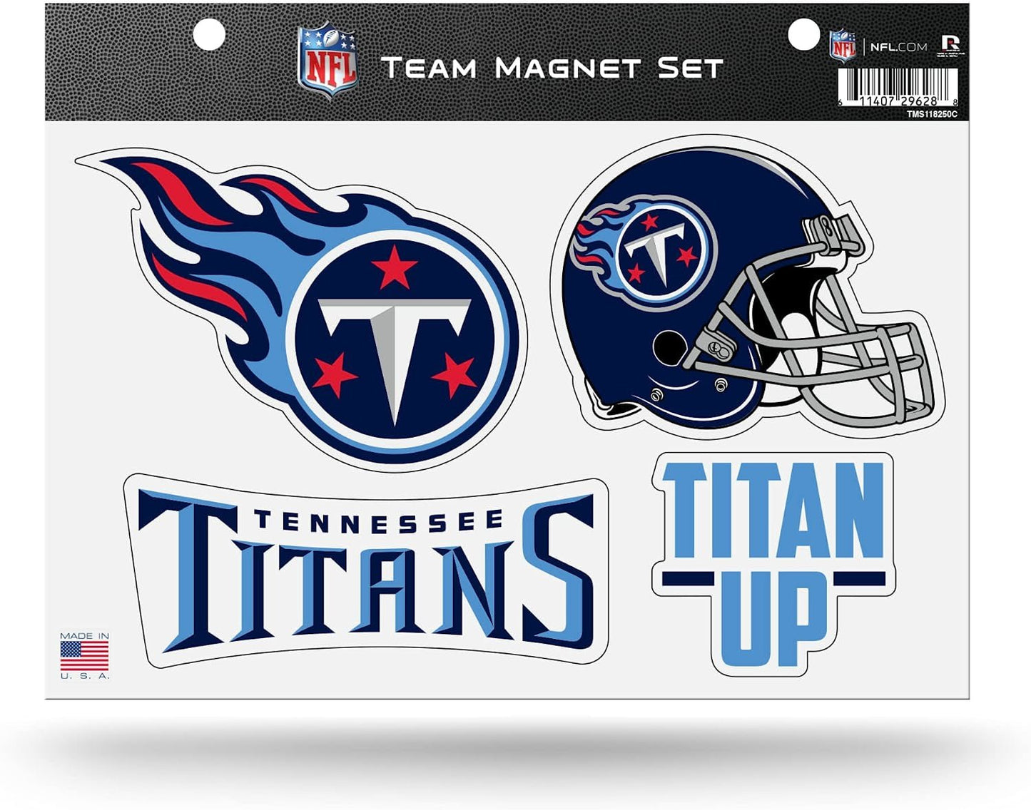 Tennessee Titans Team Multi Magnet Set, 8.5x11 Inch Auto Home, 4 Piece Sheet by Fielders Choice