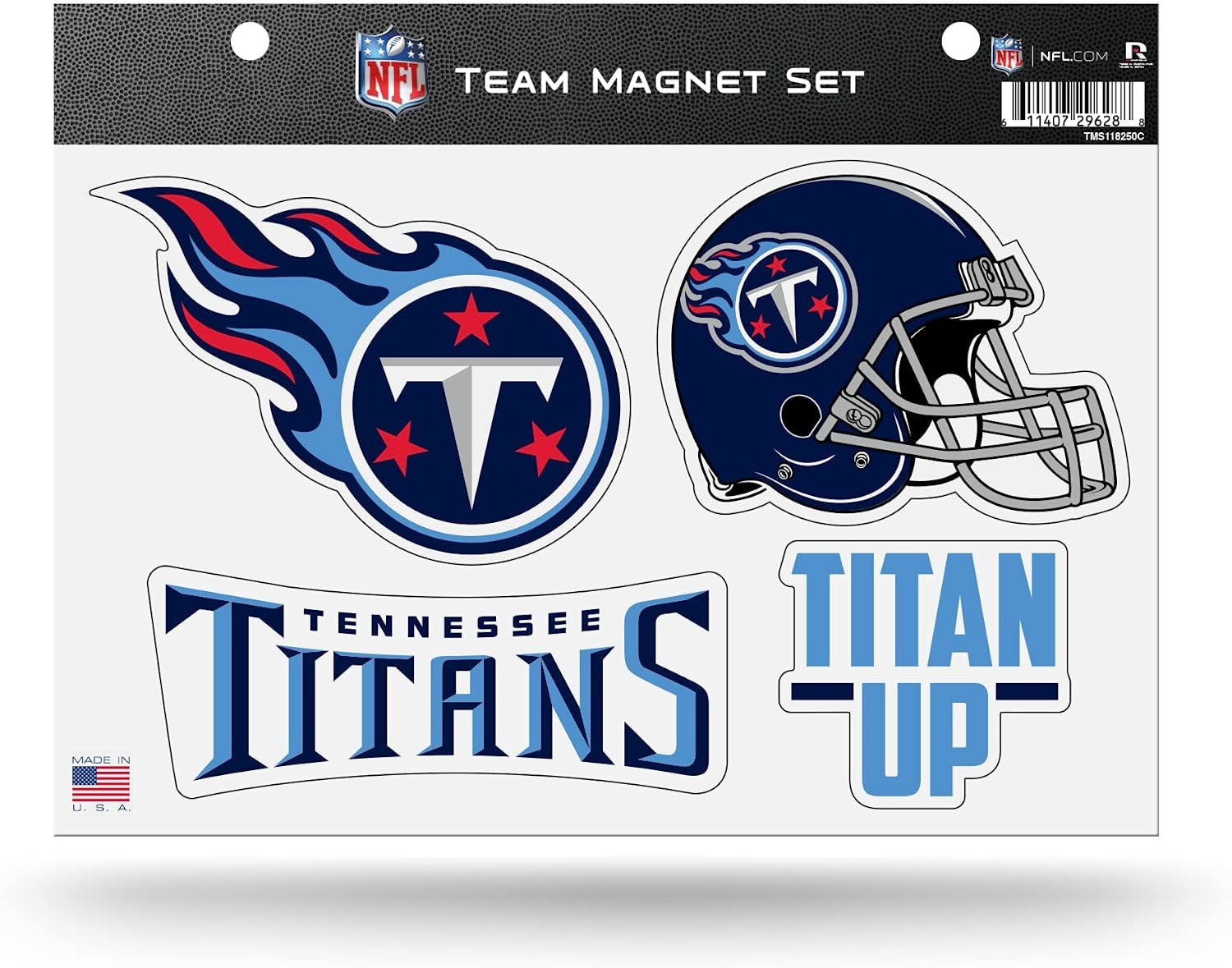 Tennessee Titans Team Multi Magnet Set, 8.5x11 Inch Auto Home, 4 Piece Sheet by Fielders Choice