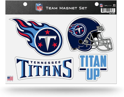 Tennessee Titans Team Multi Magnet Set, 8.5x11 Inch Auto Home, 4 Piece Sheet by Fielders Choice