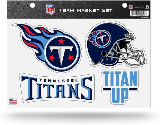Tennessee Titans Team Multi Magnet Set, 8.5x11 Inch Auto Home, 4 Piece Sheet by Fielders Choice