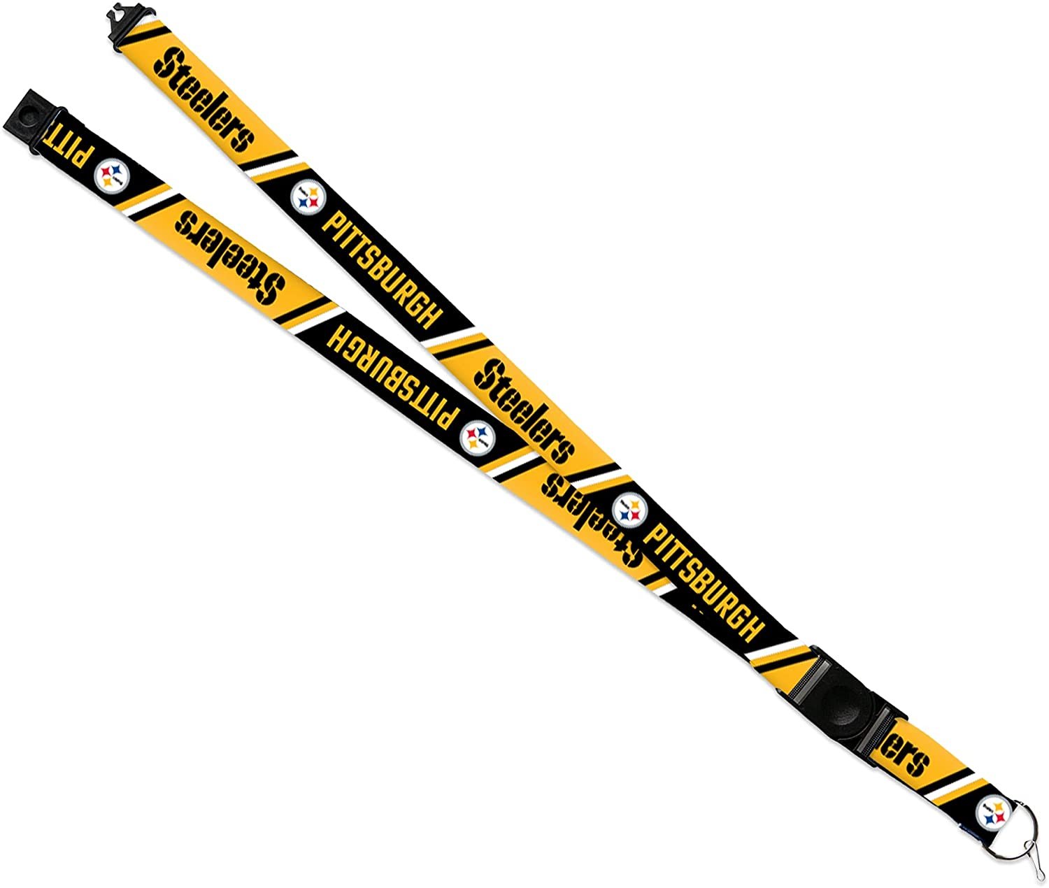 Pittsburgh Steelers Lanyard Keychain Double Sided Breakaway Safety Design Adult 18 Inch by Fielders Choice