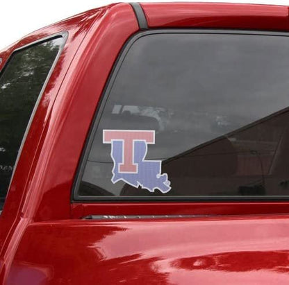 Louisiana Tech University Bulldogs 8 Inch Perforated Auto Window Film Decal One-Way Vision Exterior Application by Fielders Choice