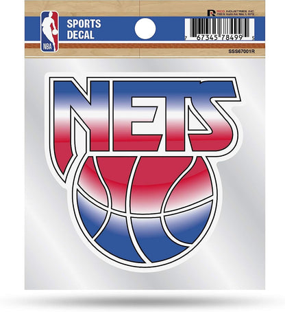 Brooklyn Nets 4x4 Inch Die Cut Decal Sticker, Retro Logo, Clear Backing by Fielders Choice