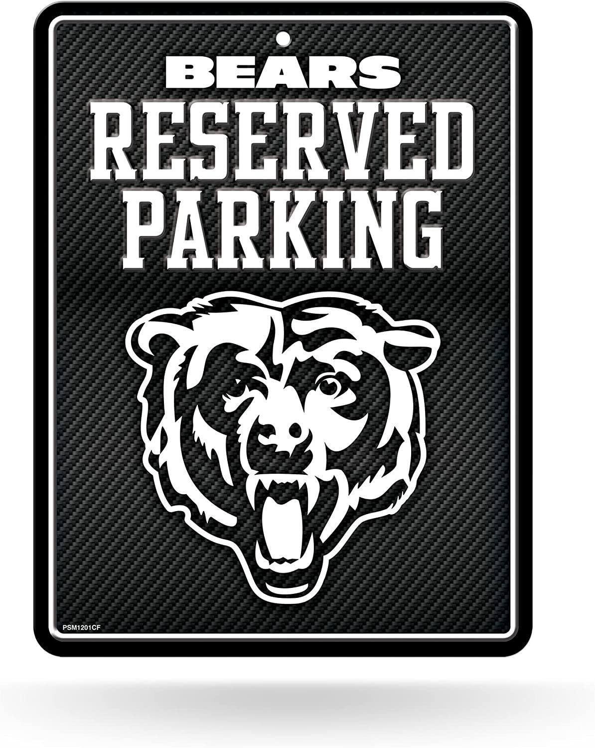 Chicago Bears Metal Parking Novelty Wall Sign 8.5 x 11 Inch Carbon Fiber Design by Fielders Choice