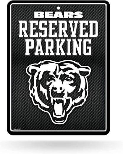 Chicago Bears Metal Parking Novelty Wall Sign 8.5 x 11 Inch Carbon Fiber Design by Fielders Choice