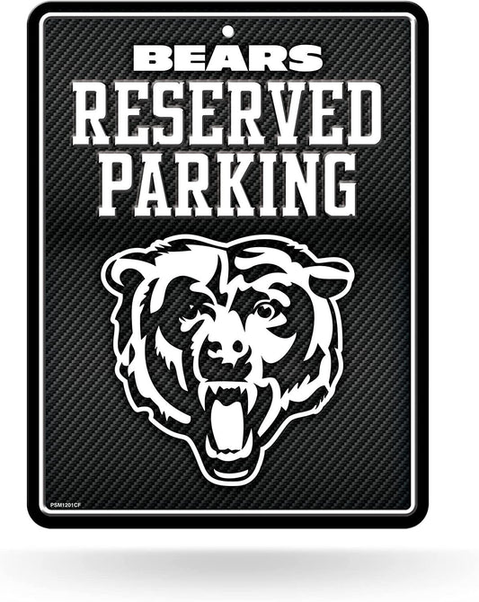 Chicago Bears Metal Parking Novelty Wall Sign 8.5 x 11 Inch Carbon Fiber Design by Fielders Choice