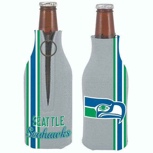 Seattle Seahawks 2-PACK Zipper BOTTLE Retro THROWBACK Koozie Neoprene Football by Fielders Choice