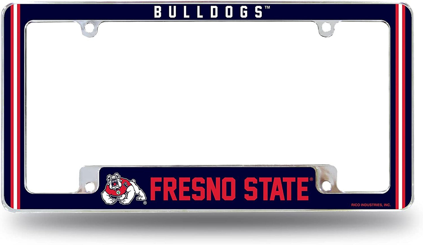 Fresno State University Bulldogs Metal License Plate Frame Chrome Tag Cover Alternate Design 6x12 Inch by Fielders Choice