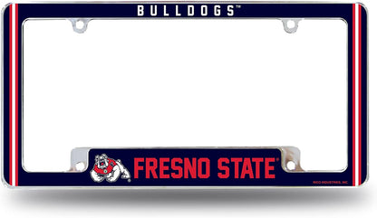Fresno State University Bulldogs Metal License Plate Frame Chrome Tag Cover Alternate Design 6x12 Inch by Fielders Choice