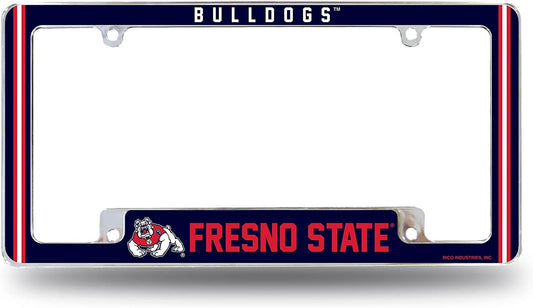 Fresno State University Bulldogs Metal License Plate Frame Chrome Tag Cover Alternate Design 6x12 Inch by Fielders Choice
