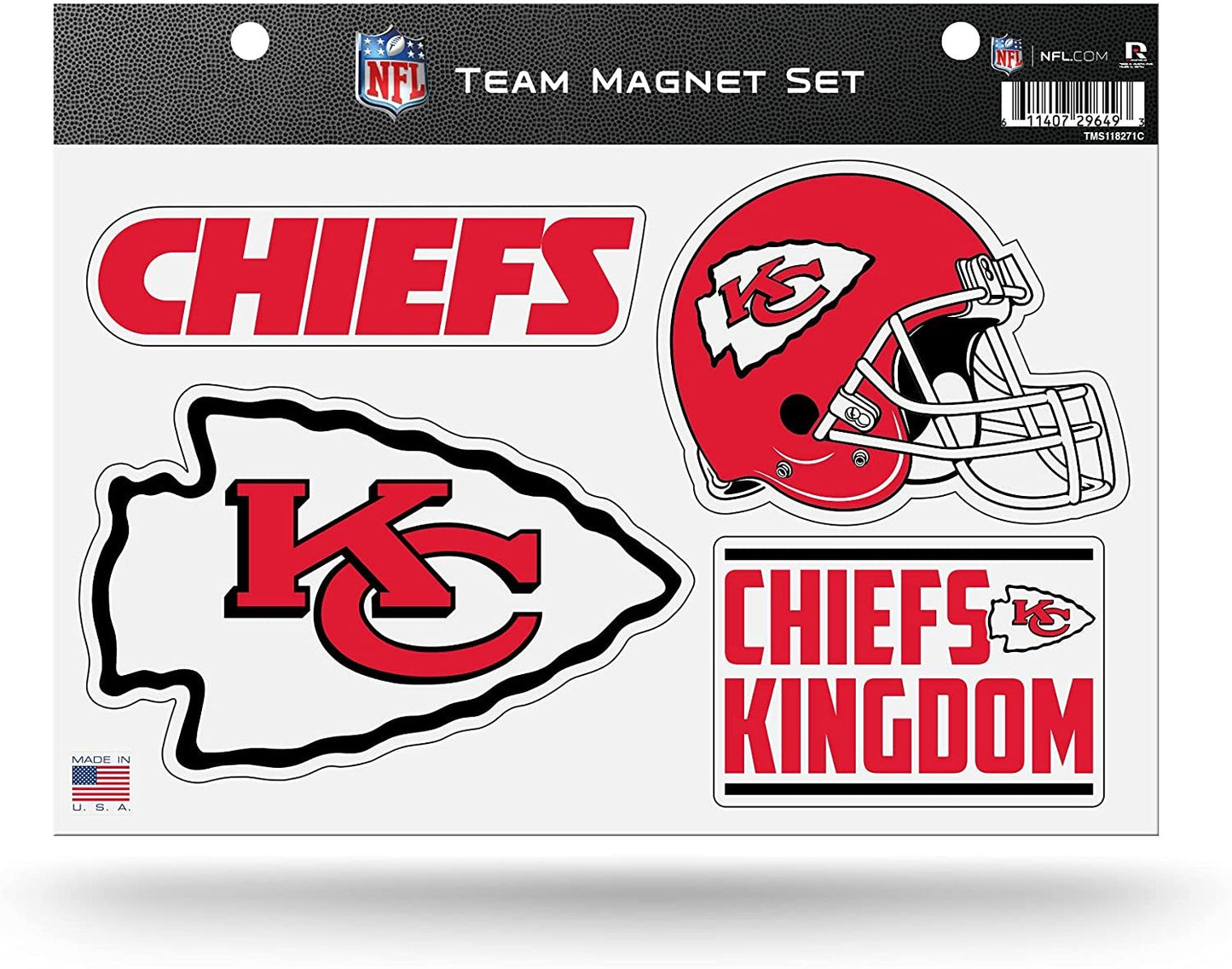 Rico Industries NFL Kansas City Chiefs 8.5" x 11" Team Magnet Set for Car, Refrigerator, Fridge, Locker, Office Cabinet by Fielders Choice