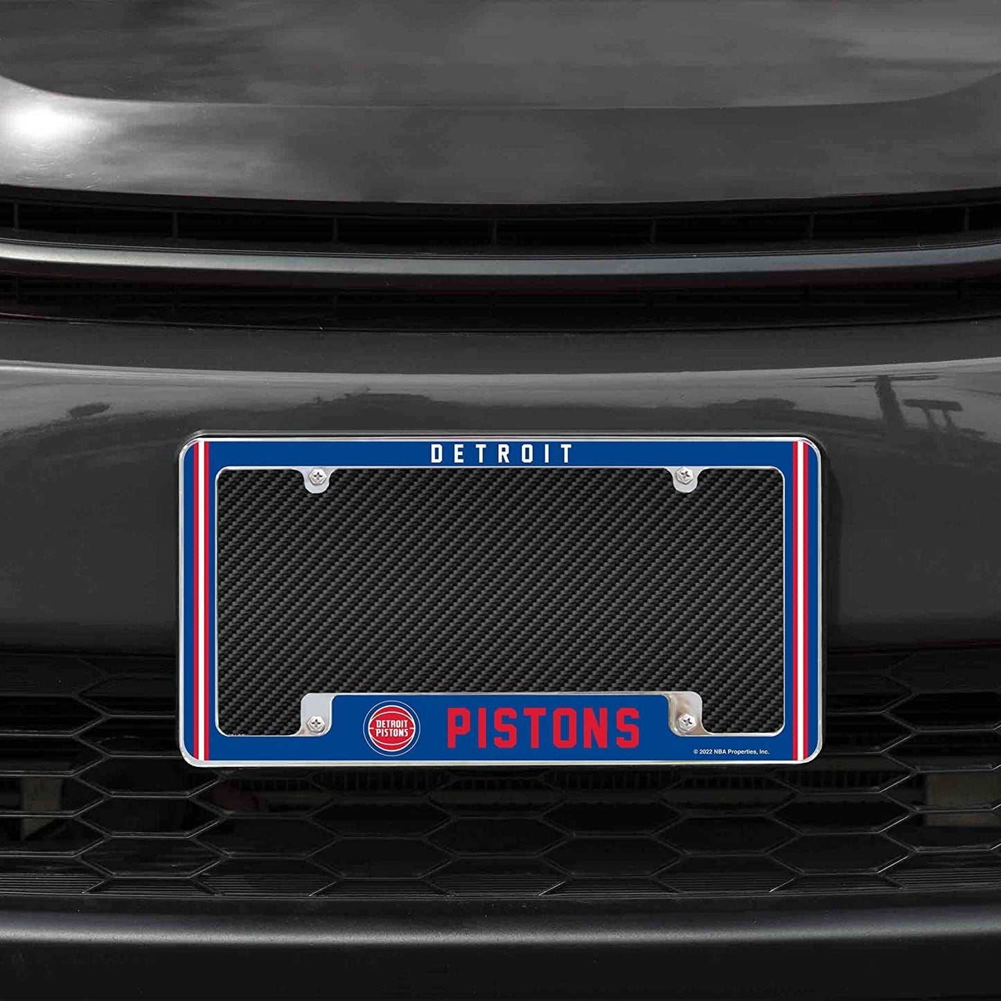 Detroit Pistons Metal License Plate Frame Chrome Tag Cover Alternate Design 6x12 Inch by Fielders Choice