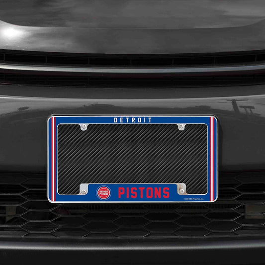 Detroit Pistons Metal License Plate Frame Chrome Tag Cover Alternate Design 6x12 Inch by Fielders Choice