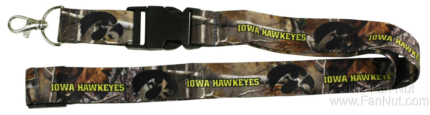 University of Iowa Hawkeyes Camo Lanyard Keychain Double Sided Breakaway Safety Design Adult 18 Inch by Fielders Choice
