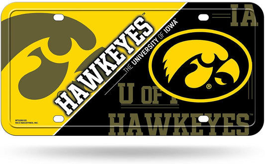 University of Iowa Hawkeyes Metal Auto Tag License Plate, Split Design, 6x12 Inch by Fielders Choice