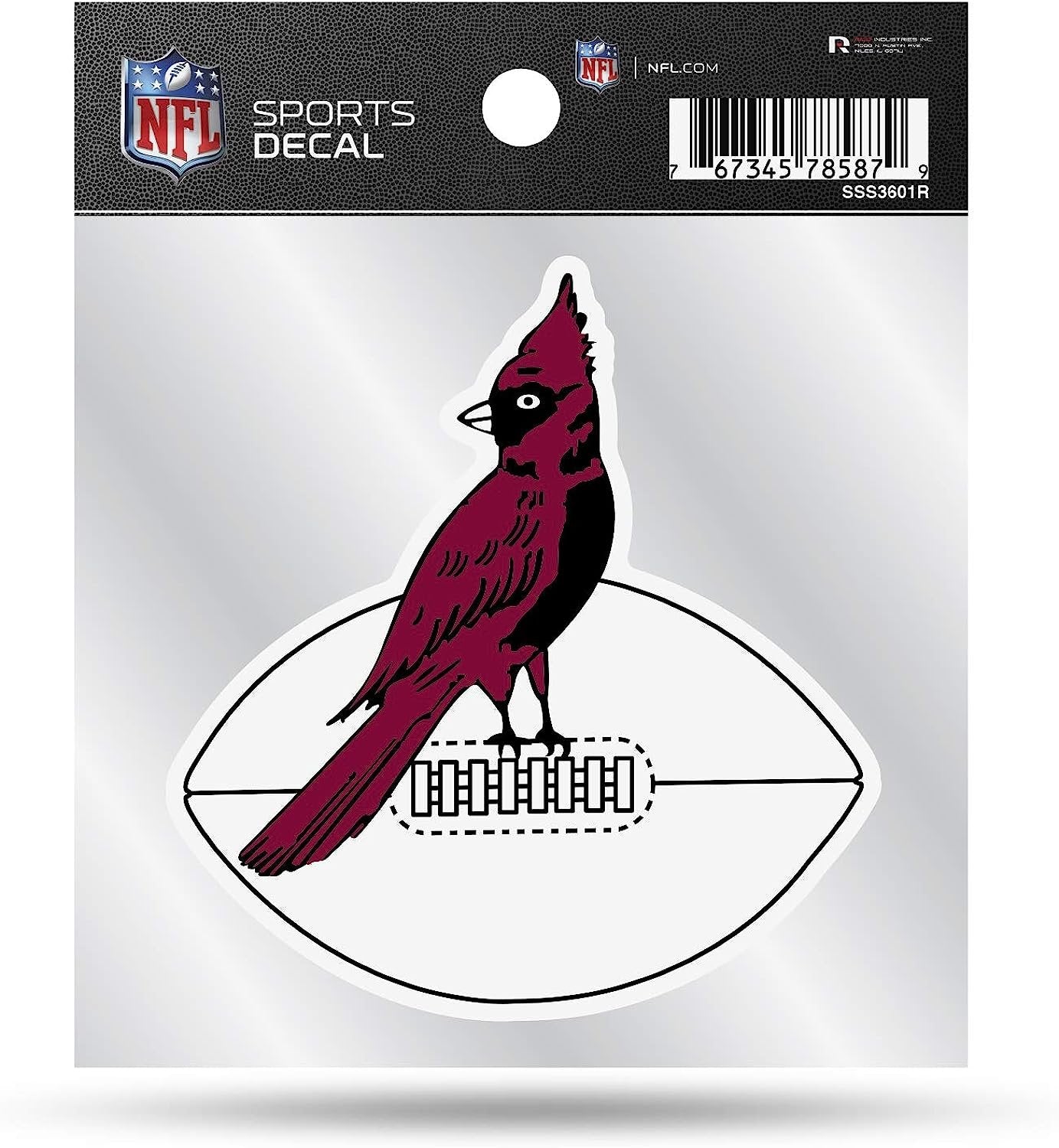 Arizona Cardinals 4x4 Inch Die Cut Decal Sticker, Retro Logo, Clear Backing by Fielders Choice