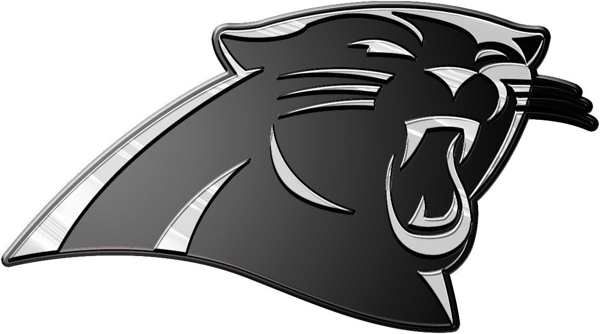 Carolina Panthers Auto Emblem, Silver Chrome Color, Raised Molded Shape Cut Plastic, Adhesive Tape Backing by Fielders Choice