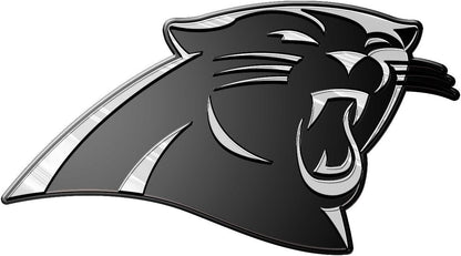 Carolina Panthers Auto Emblem, Silver Chrome Color, Raised Molded Shape Cut Plastic, Adhesive Tape Backing by Fielders Choice