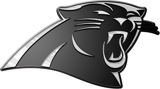 Carolina Panthers Auto Emblem, Silver Chrome Color, Raised Molded Shape Cut Plastic, Adhesive Tape Backing by Fielders Choice