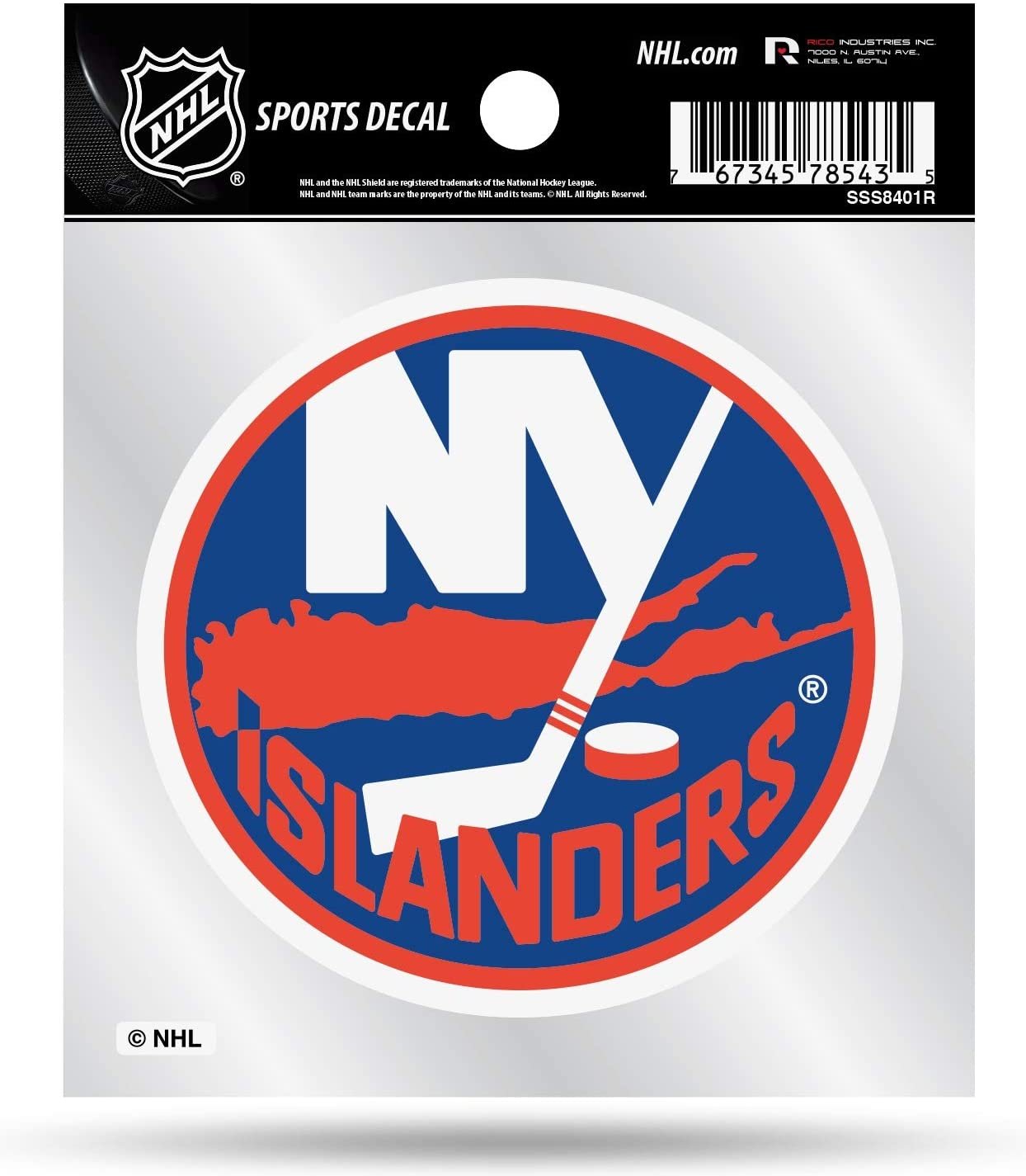 New York Islanders 4x4 Inch Die Cut Decal Sticker, Retro Logo, Clear Backing by Fielders Choice