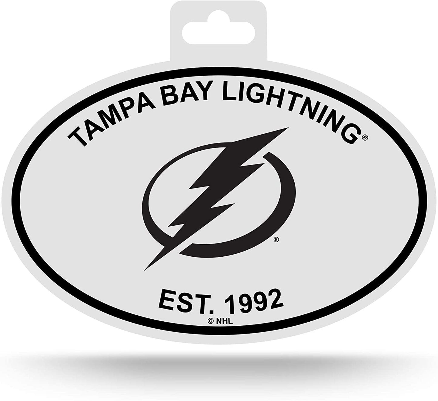 NHL Rico Industries Black and White Team Logo Oval Sticker, Tampa Bay Lightning , 6 x 4.45-inches by Fielders Choice