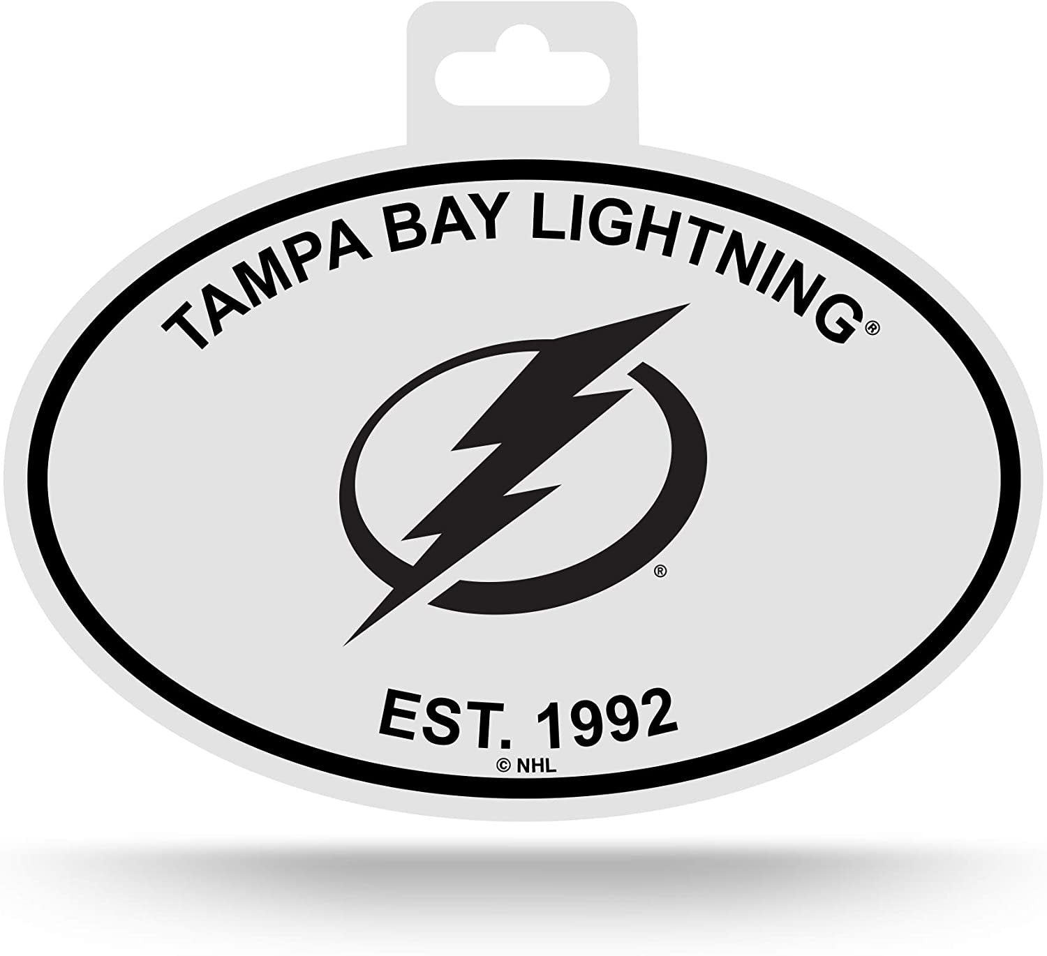 NHL Rico Industries Black and White Team Logo Oval Sticker, Tampa Bay Lightning , 6 x 4.45-inches by Fielders Choice