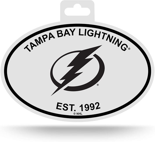 NHL Rico Industries Black and White Team Logo Oval Sticker, Tampa Bay Lightning , 6 x 4.45-inches by Fielders Choice