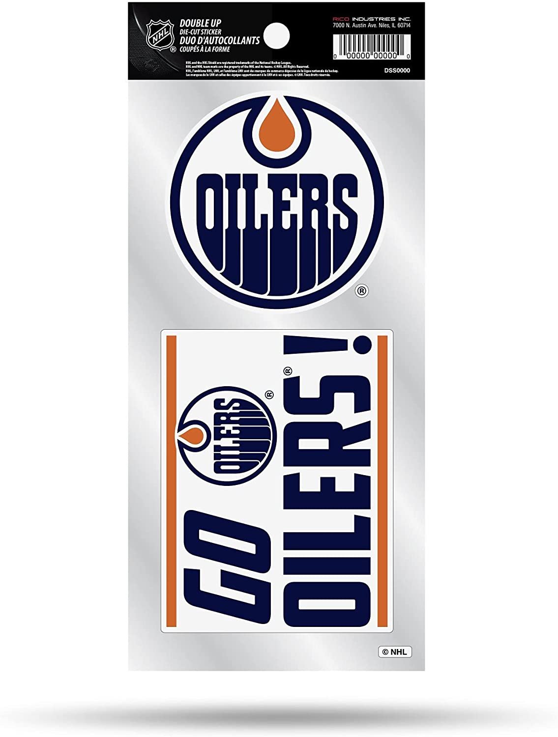 Edmonton Oilers 2-Piece Double Up Die Cut Sticker Decal Sheet, 4x8 Inch by Fielders Choice