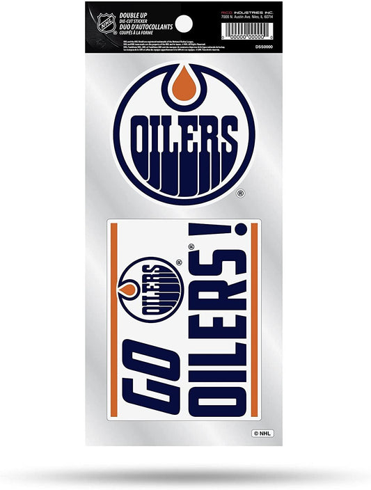 Edmonton Oilers 2-Piece Double Up Die Cut Sticker Decal Sheet, 4x8 Inch by Fielders Choice