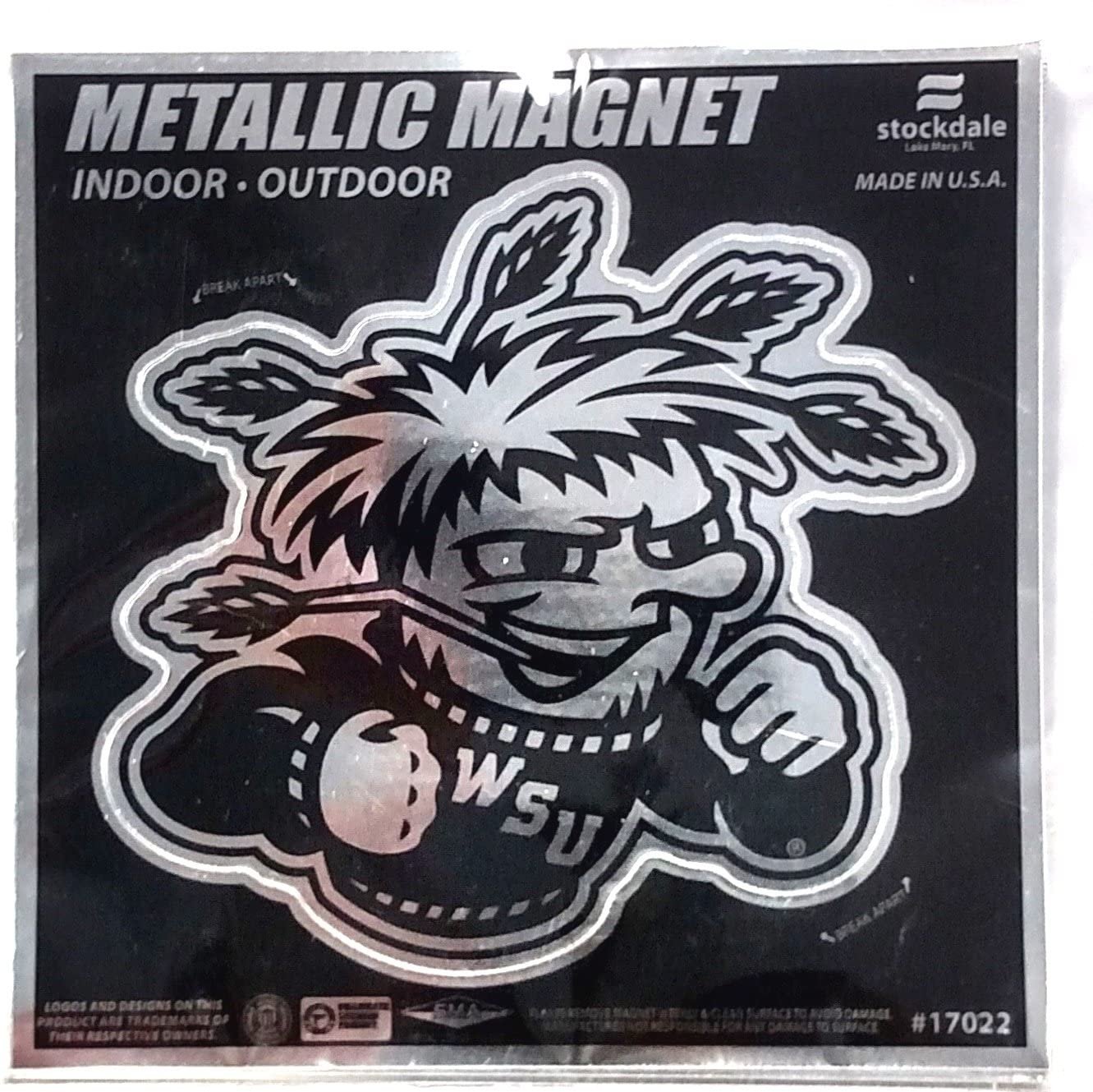 Wichita State University Shockers 6 Inch Magnet, Metallic Chrome Shimmer Design, Vinyl Die Cut, Auto Home Heavy Duty by Fielders Choice