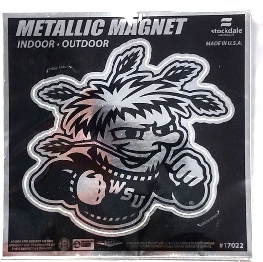 Wichita State University Shockers 6 Inch Magnet, Metallic Chrome Shimmer Design, Vinyl Die Cut, Auto Home Heavy Duty by Fielders Choice