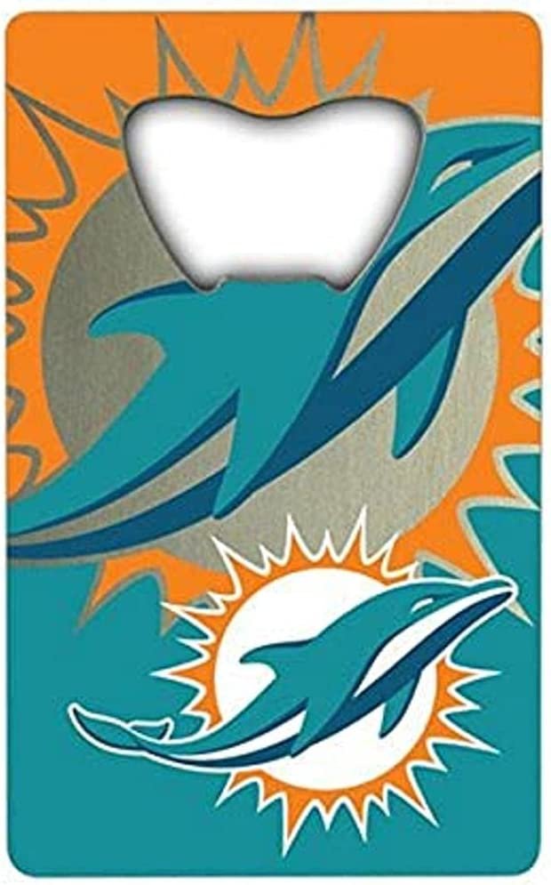 Miami Dolphins Heavy Duty Metal Bottle Opener Credit Card Size 2 x 3.25 Inch by Fielders Choice
