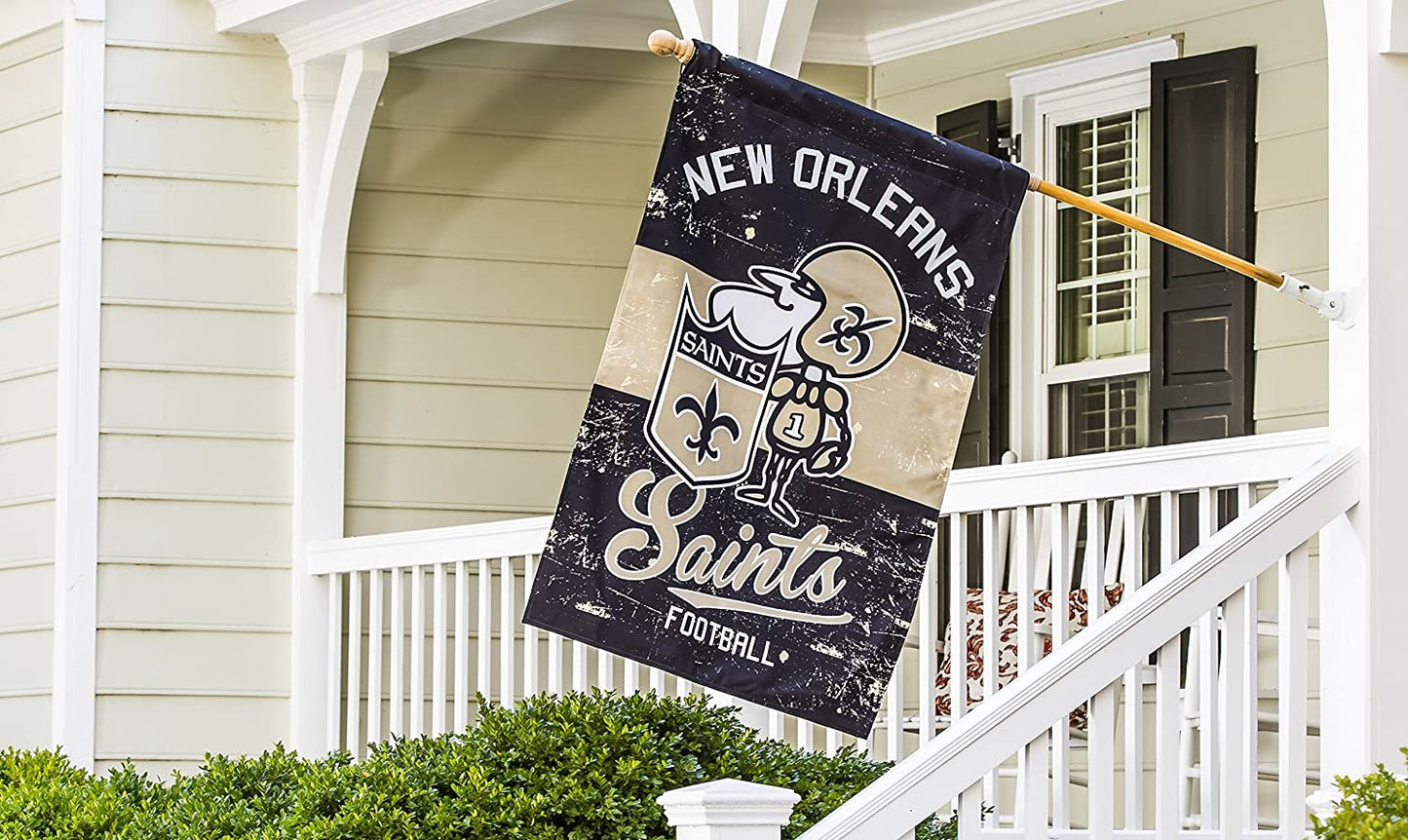 New Orleans Saints Premium House Flag Banner, Double Sided, Retro Vintage Style, Linen, 28x44 Inch by Fielders Choice