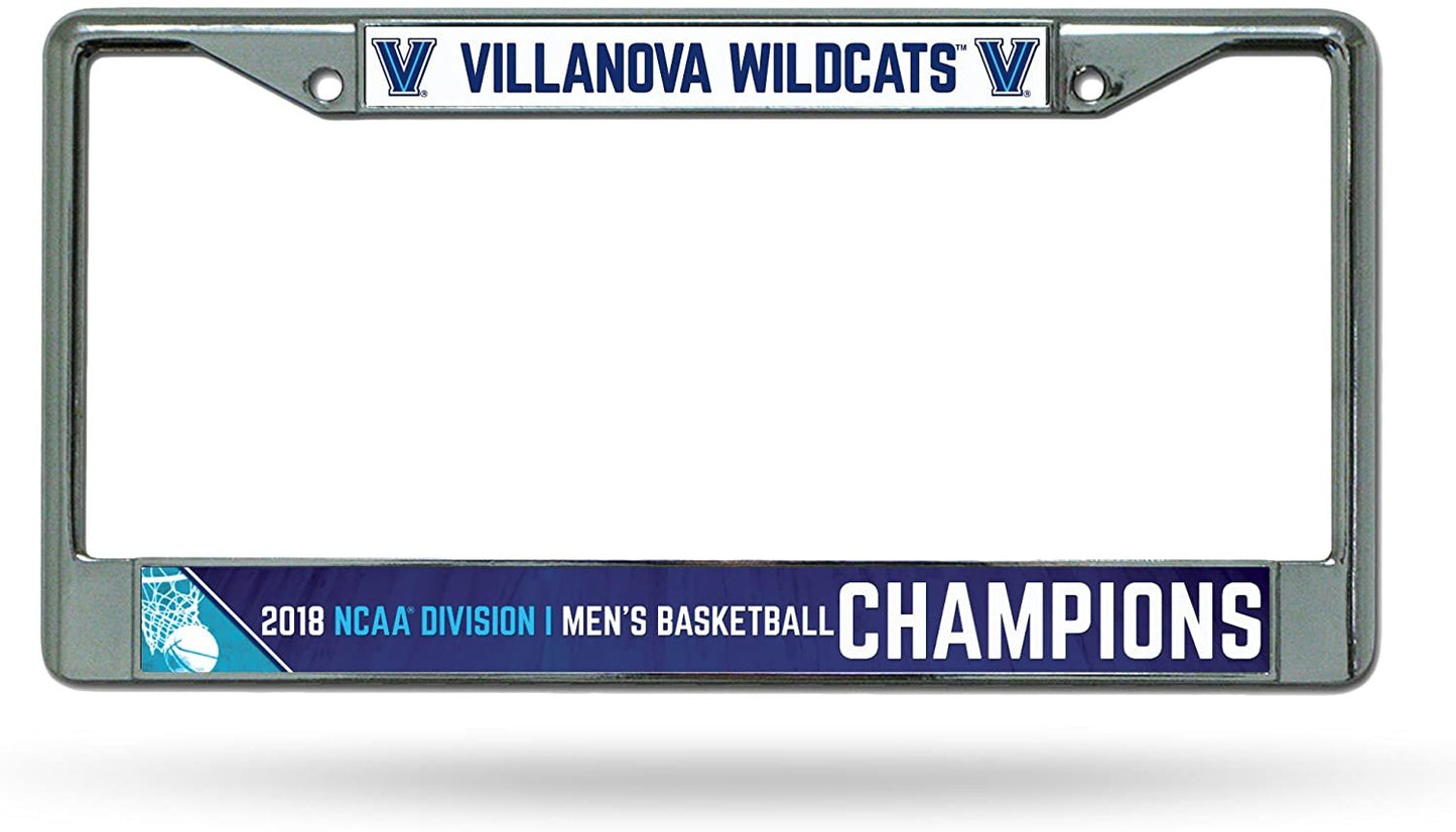 Villanova University Wildcats 2018 Champions Metal License Plate Chrome Tag Frame Cover 6x12 Inch by Fielders Choice