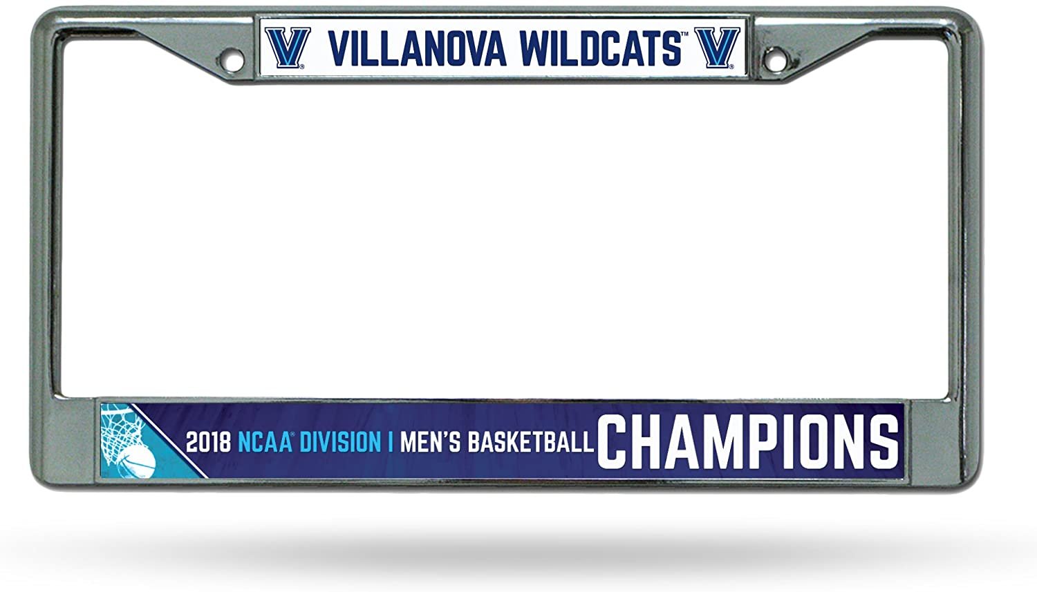 Villanova University Wildcats 2018 Champions Metal License Plate Chrome Tag Frame Cover 6x12 Inch by Fielders Choice