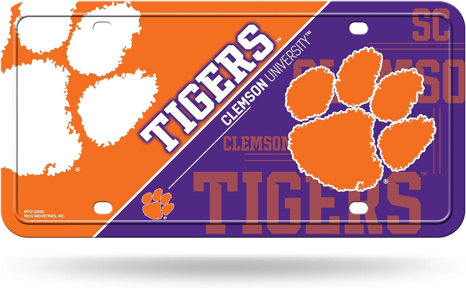 Clemson University Tigers Metal Tag License Plate, 12x6 Inch, Pre-drilled Holes by Fielders Choice