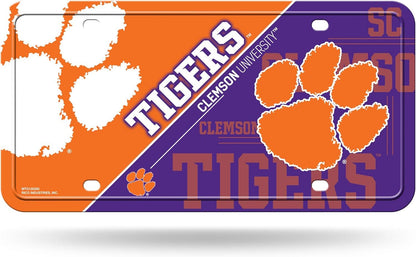 Clemson University Tigers Metal Tag License Plate, 12x6 Inch, Pre-drilled Holes by Fielders Choice