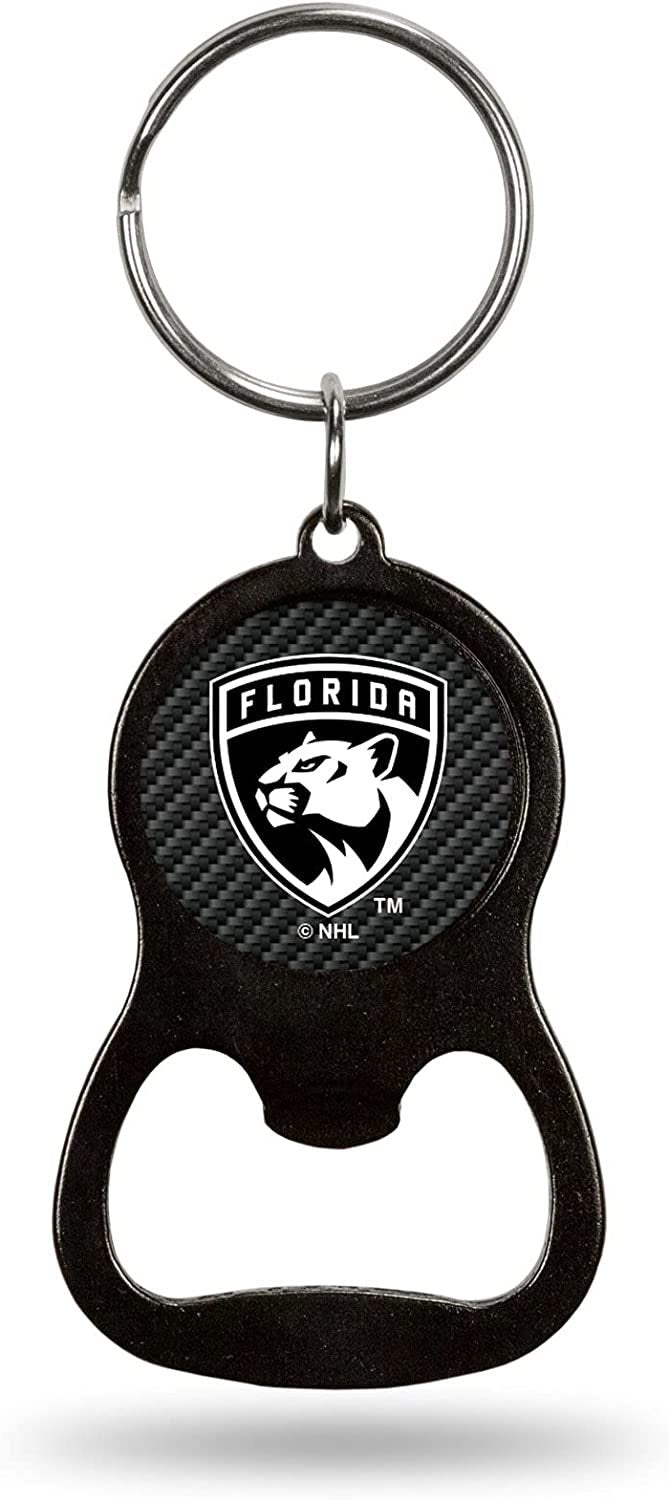 Florida Panthers Keychain Bottle Opener Carbon Fiber Design Metal Hockey by Fielders Choice