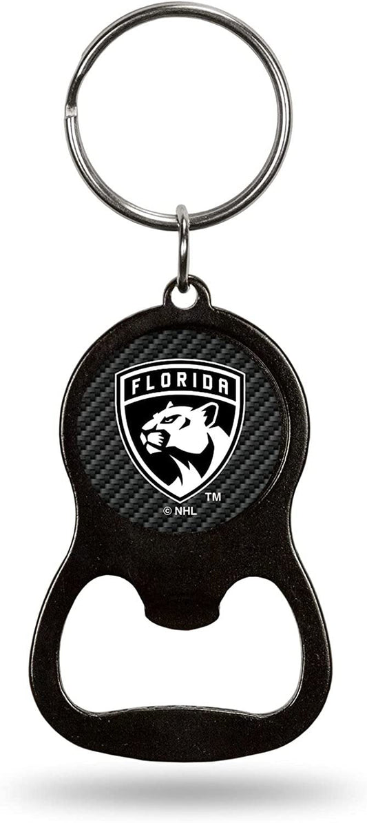 Florida Panthers Keychain Bottle Opener Carbon Fiber Design Metal Hockey by Fielders Choice