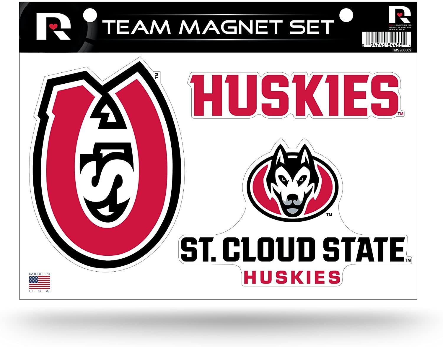 St Cloud State University Huskies Die Cut Team Magnet Set Sheet 8x11 Inch by Fielders Choice