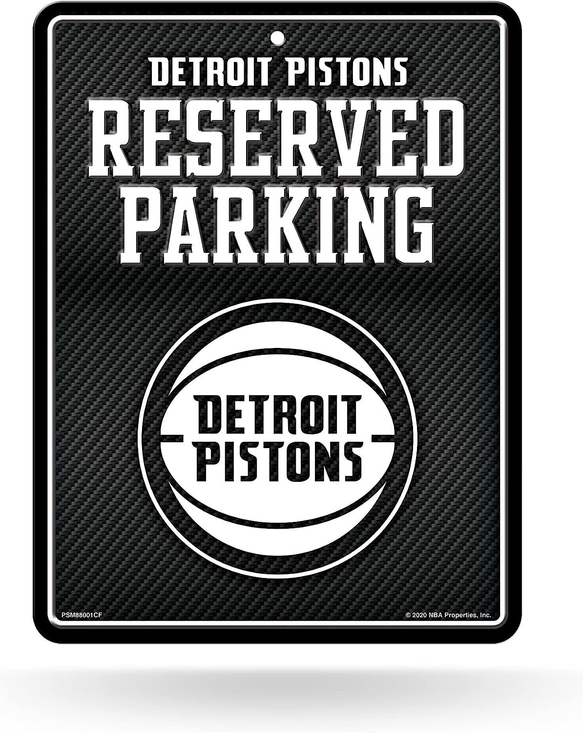 Detroit Pistons Metal Parking Novelty Wall Sign 8.5 x 11 Inch Carbon Fiber Design by Fielders Choice