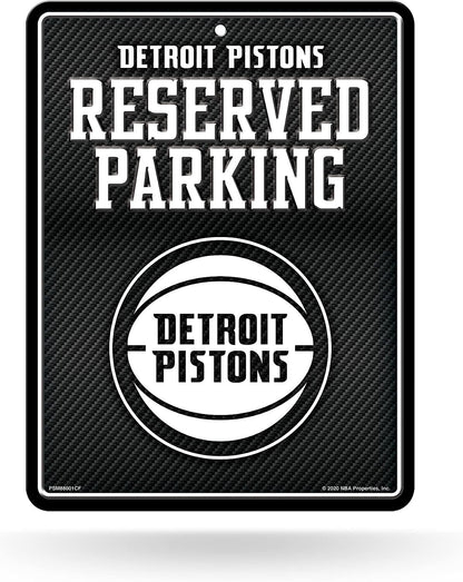 Detroit Pistons Metal Parking Novelty Wall Sign 8.5 x 11 Inch Carbon Fiber Design by Fielders Choice