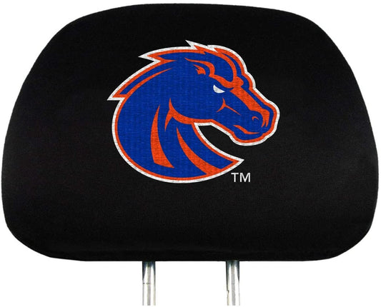 Boise State University Broncos Pair of Premium Auto Head Rest Covers, Embroidered, Black Elastic, 14x10 Inch by Fielders Choice